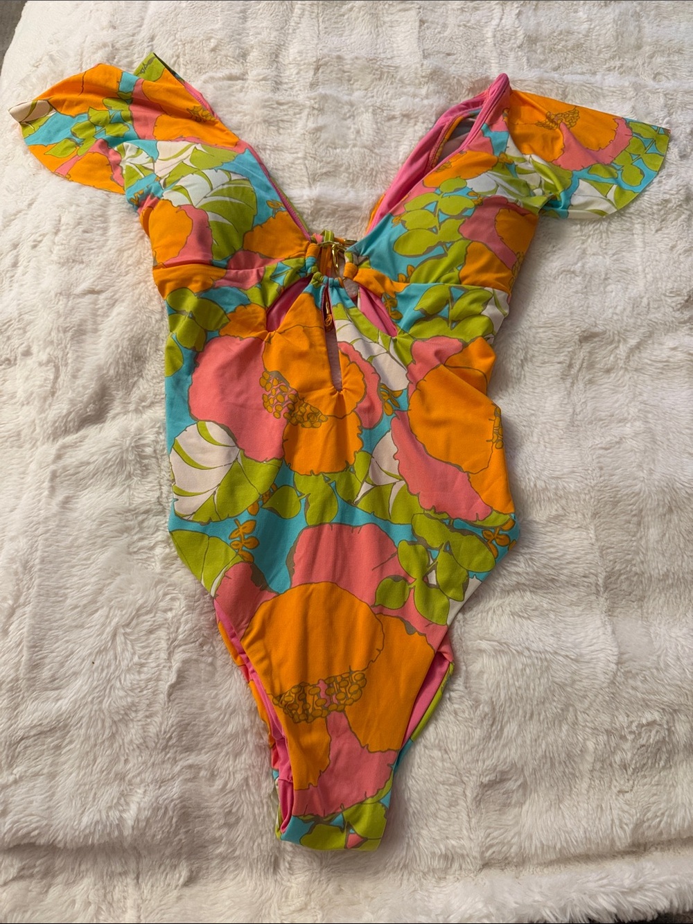 Trina Turk Playa De Flor Maillot Ruffled One Piece Swimsuit size 12